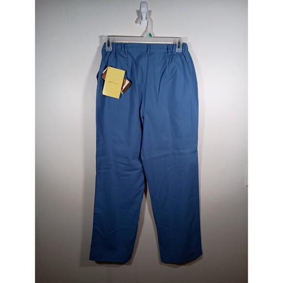 NWT Susan Graver Style Blue Flat Front Wide Leg Loose Pockets Pants Size Medium - Picture 5 of 6